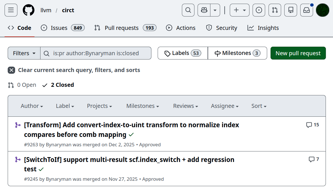 Accepted CIRCT pull request
