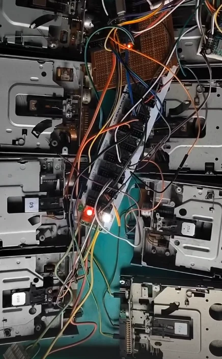 Electromechanical installation assembled from disk-drive mechanisms and control electronics