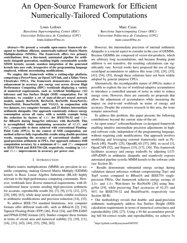 An Open-Source Framework for Efficient Numerically-Tailored Computations