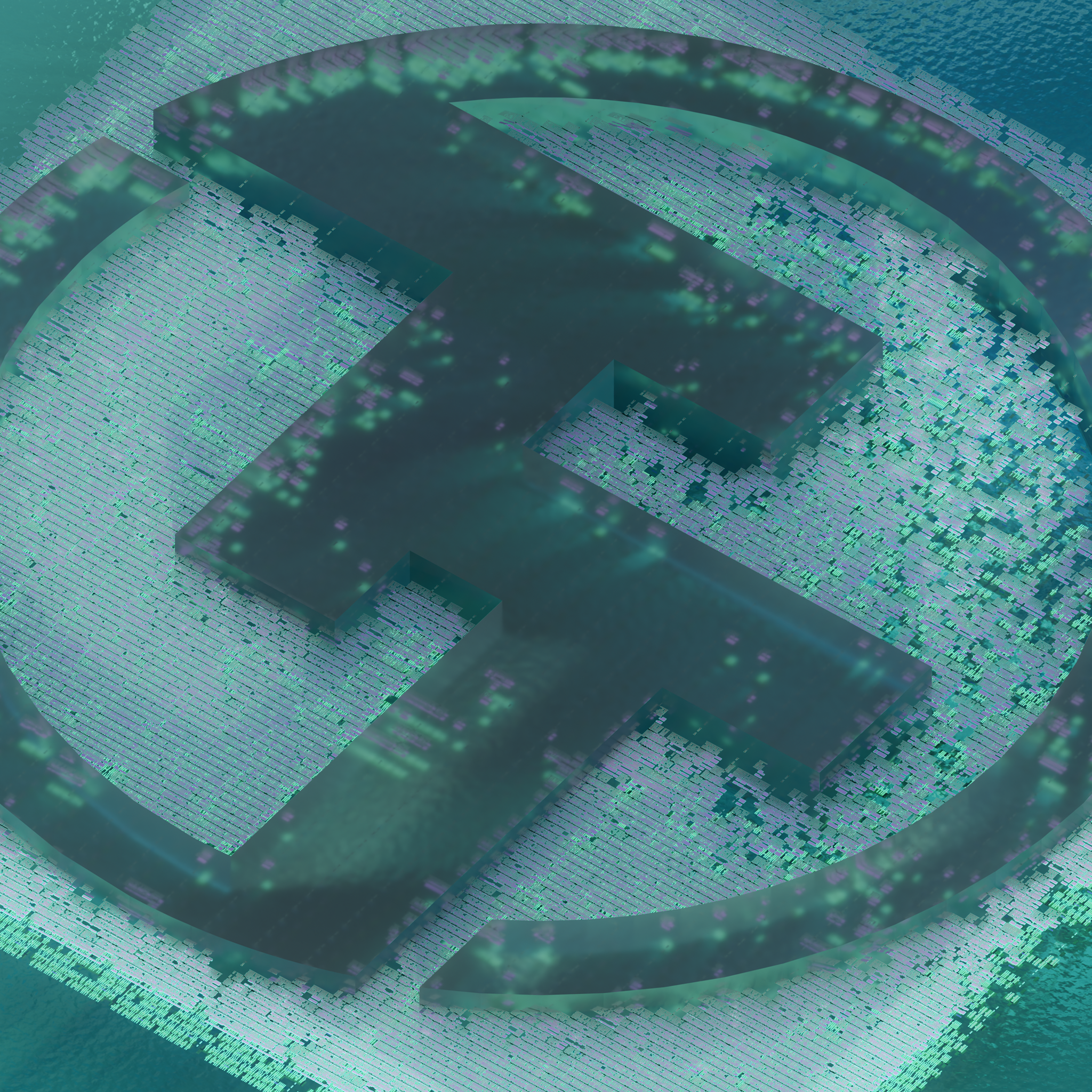 Sticker concept with brighter ribbon highlights and tighter inner routing lines.