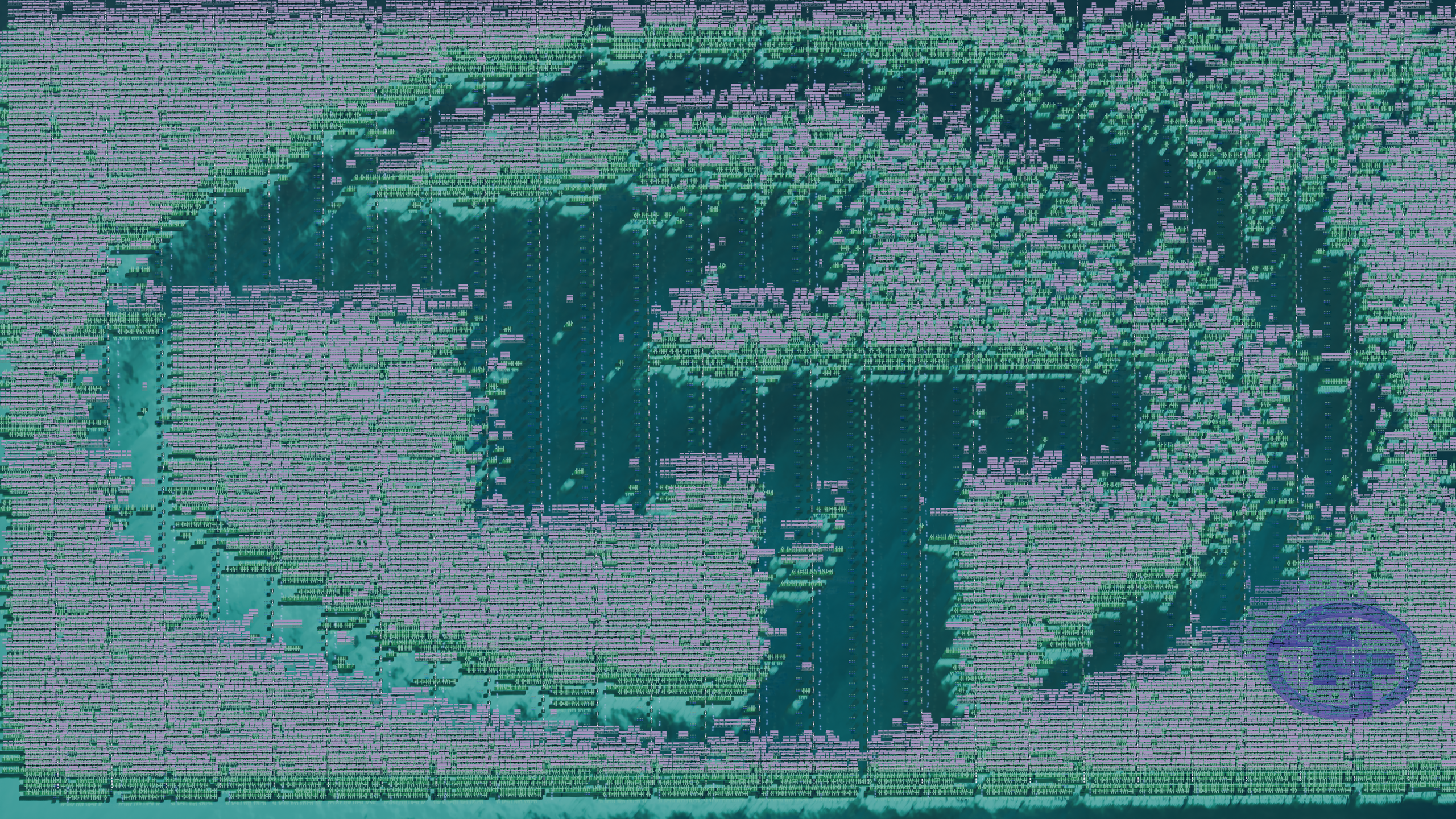 Sticker concept with bold magenta-to-cyan gradient and clean outlines.